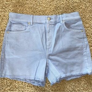 Made and Loved Loft Cut Off Frayed Fringe Raw Hem Jeans Blue Shorts Size 28/6